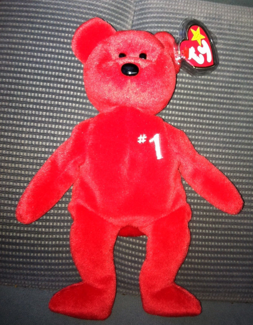 red beanie baby bear