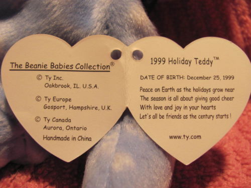 holiday teddy beanie baby value